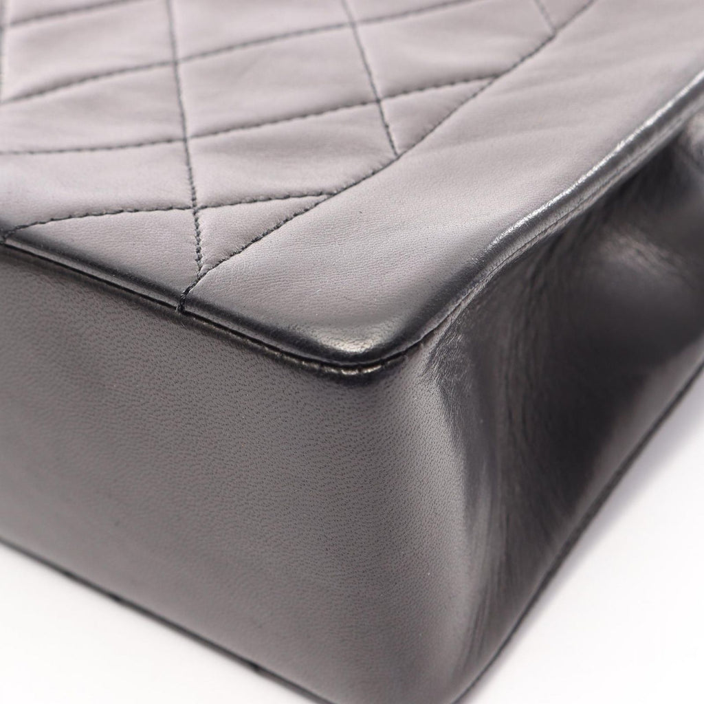 Chanel Shoulder Bag Quilted Single Flap Black Lambskin Chain — view 8