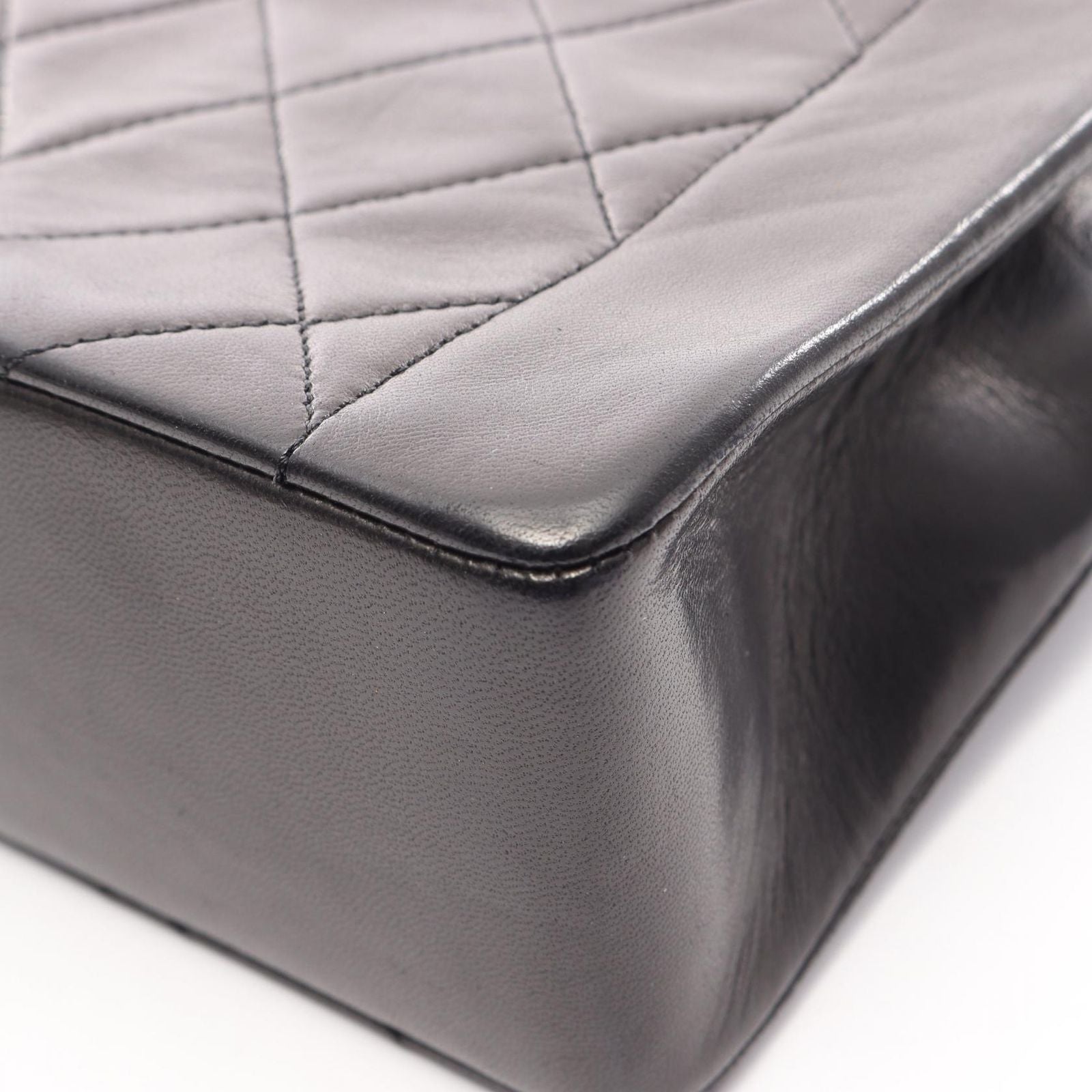 Chanel Shoulder Bag Quilted Single Flap Black Lambskin Chain — view 8