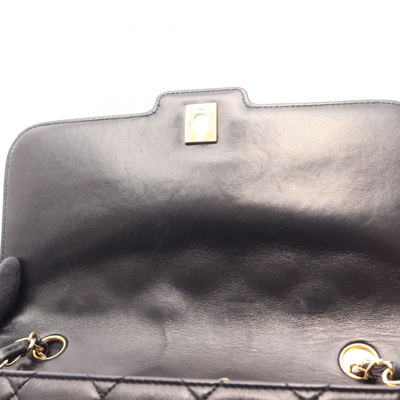 Chanel Shoulder Bag Quilted Single Flap Black Lambskin Chain — view 6