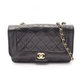 Chanel Shoulder Bag Quilted Single Flap Black Lambskin Chain