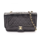 Chanel Shoulder Bag Quilted Single Flap Black Lambskin Chain