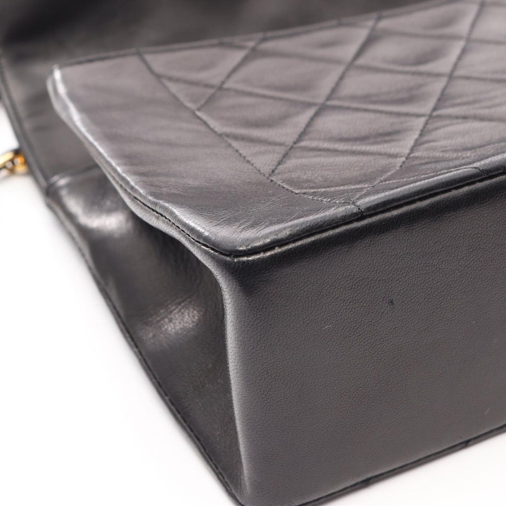 Chanel Shoulder Bag Quilted Single Flap Black Lambskin Chain — view 9