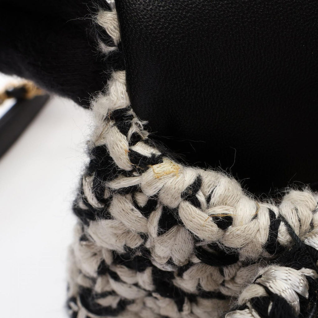 Chanel Handbag Quilted 2-Way Black White Fabric Leather Top Handle Chain — view 9