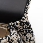 Chanel Handbag Quilted 2-Way Black White Fabric Leather Top Handle Chain — view 8