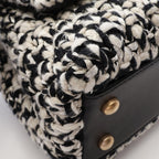 Chanel Handbag Quilted 2-Way Black White Fabric Leather Top Handle Chain — view 6
