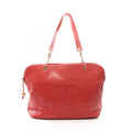 Chanel Tote Big CC Logo Red Caviar Leather Jumbo CC Coco Ball Chain