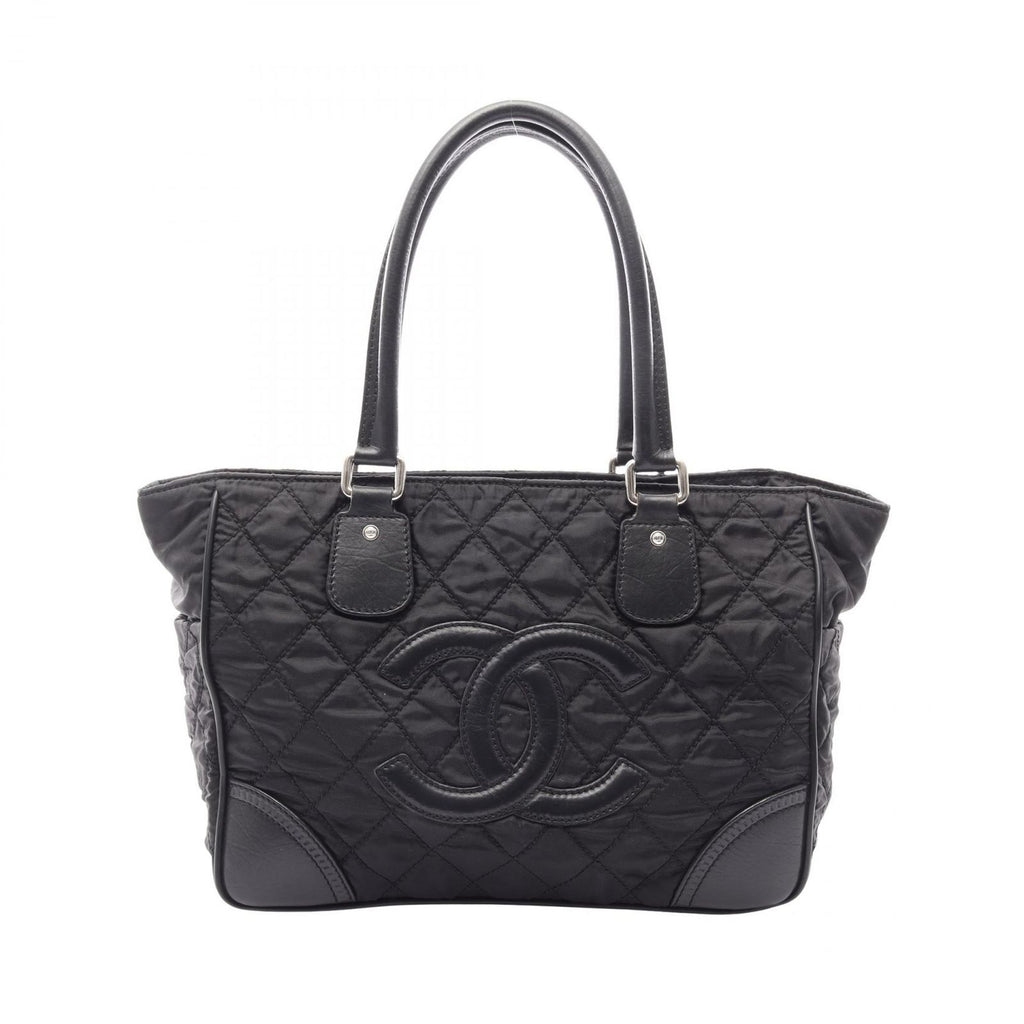 Chanel Tote Paris New York Line Black Nylon Leather New