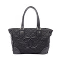Chanel Tote Paris New York Line Black Nylon Leather New