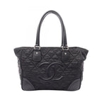 Chanel Tote Paris New York Line Black Nylon Leather New
