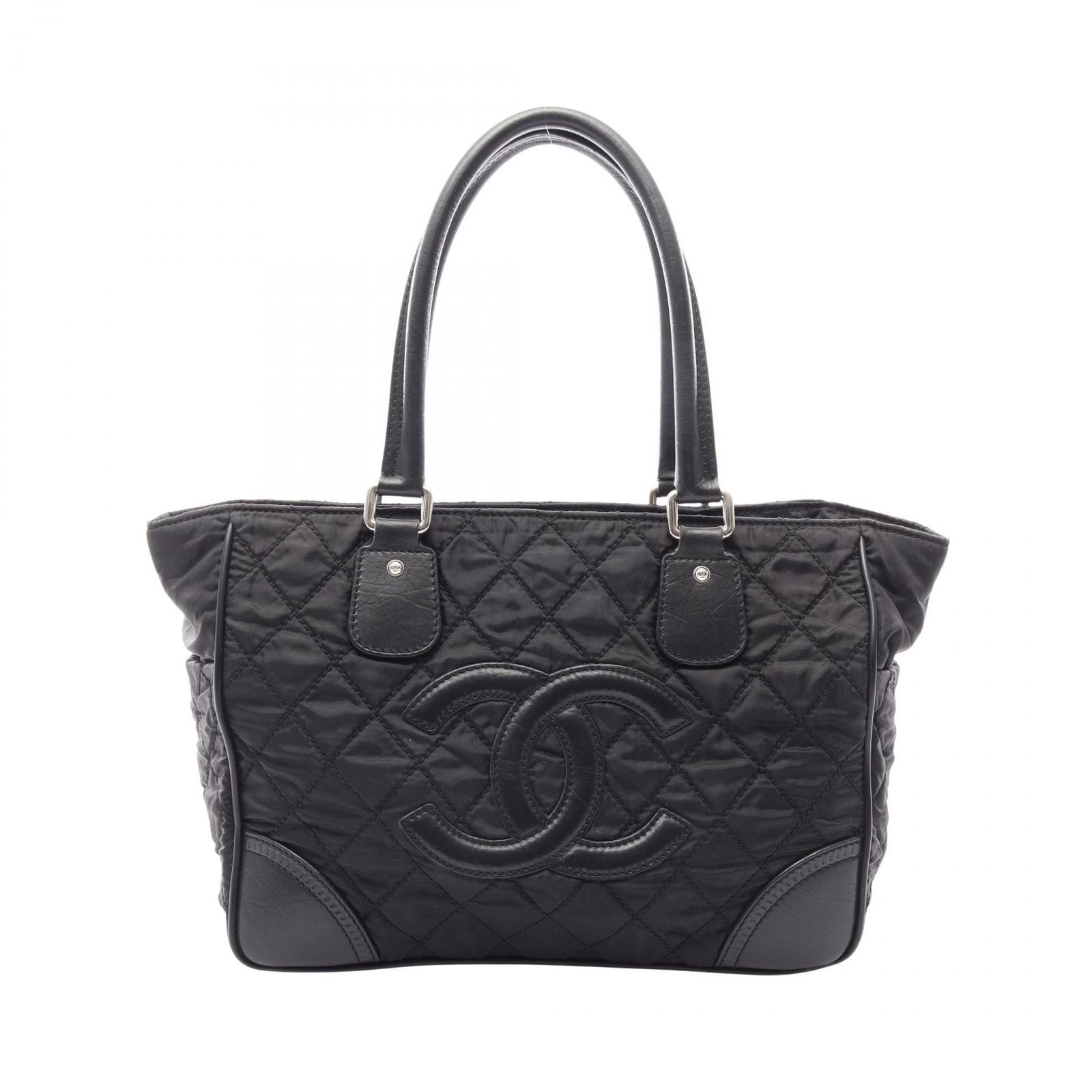 Chanel Tote Paris New York Line Black Nylon Leather New