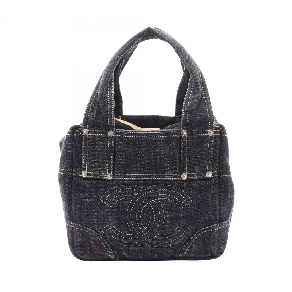 Chanel Handbag Spark Ring Denim CC Logo Indigo Blue