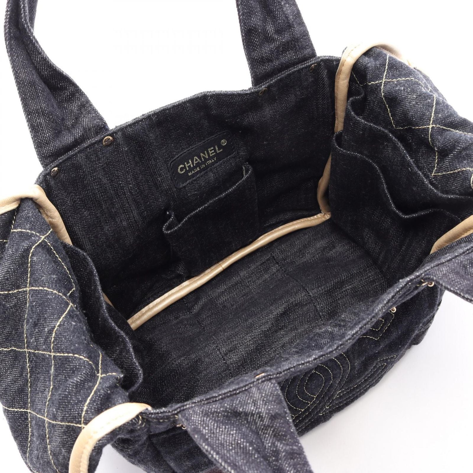 Chanel Handbag Spark Ring Denim CC Logo Indigo Blue — view 3