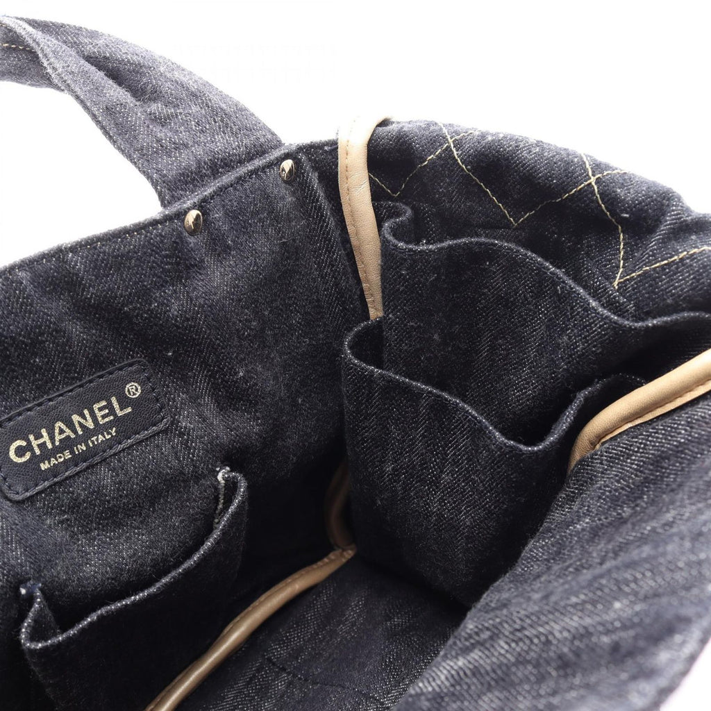 Chanel Handbag Spark Ring Denim CC Logo Indigo Blue — view 6