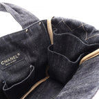 Chanel Handbag Spark Ring Denim CC Logo Indigo Blue — view 6