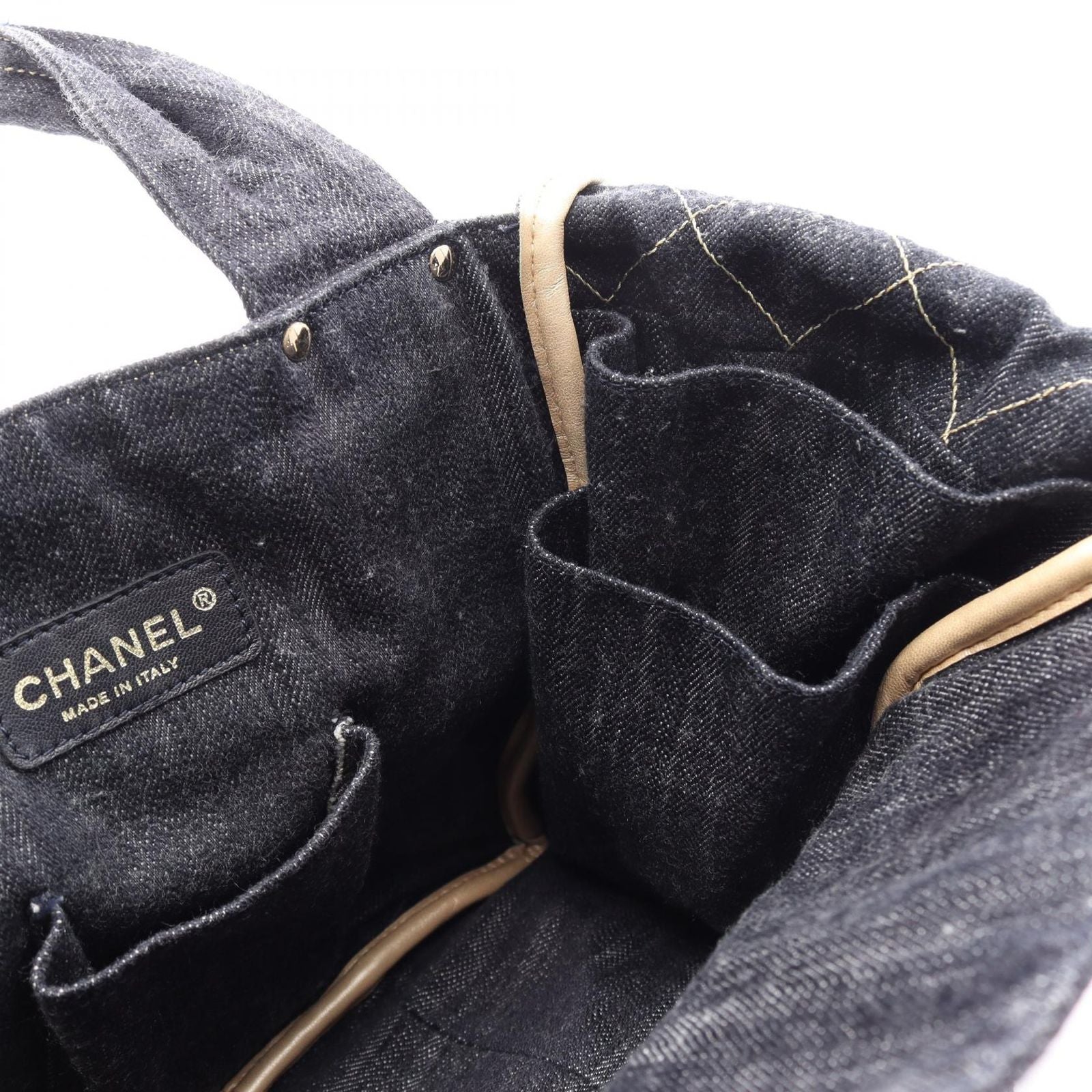 Chanel Handbag Spark Ring Denim CC Logo Indigo Blue — view 6