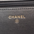 Chanel Shoulder Bag Quilted Camellia Black Pink Lambskin Chain Wallet — view 4