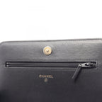 Chanel Shoulder Bag Quilted Camellia Black Pink Lambskin Chain Wallet — view 9