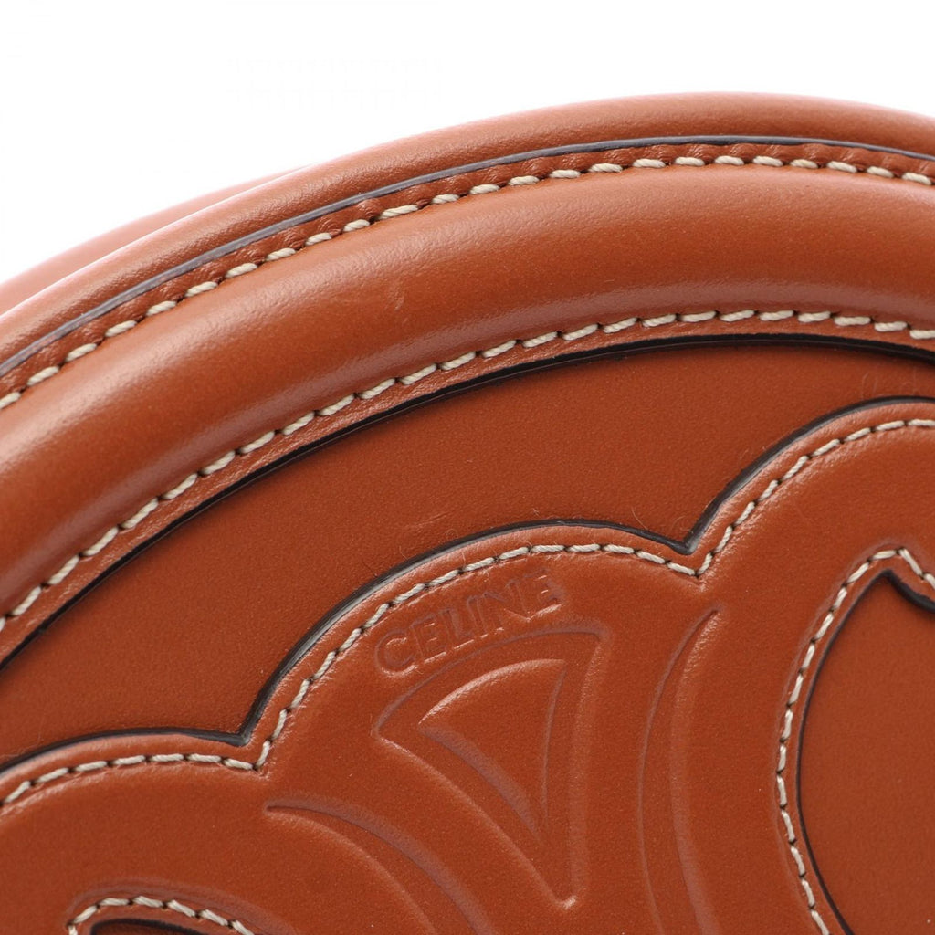 Celine Shoulder Bag Triomphe Oval Purse Cuile Brown Leather — view 5