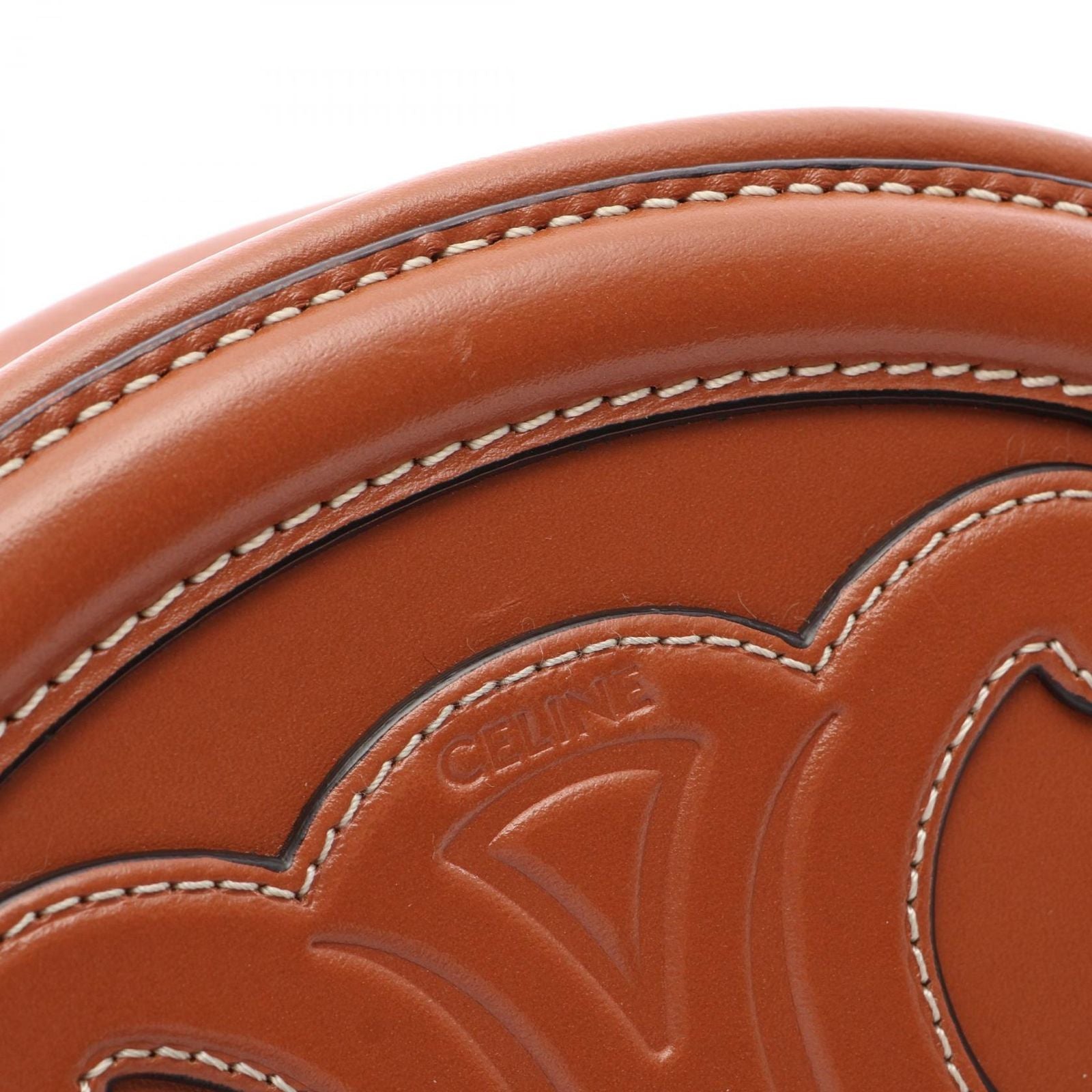 Celine Shoulder Bag Triomphe Oval Purse Cuile Brown Leather — view 5