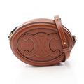 Celine Shoulder Bag Triomphe Oval Purse Cuile Brown Leather