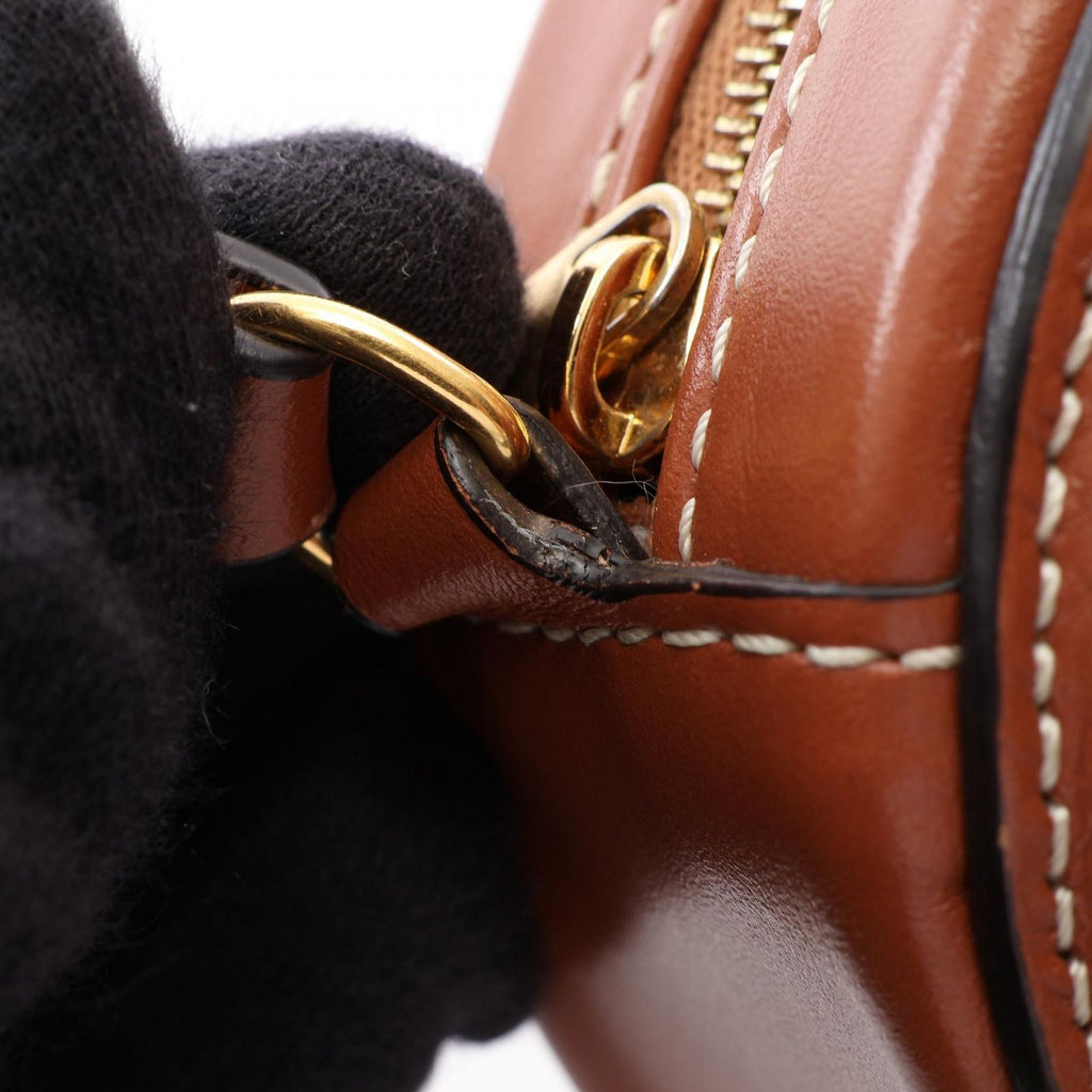 Celine Shoulder Bag Triomphe Oval Purse Cuile Brown Leather — view 9