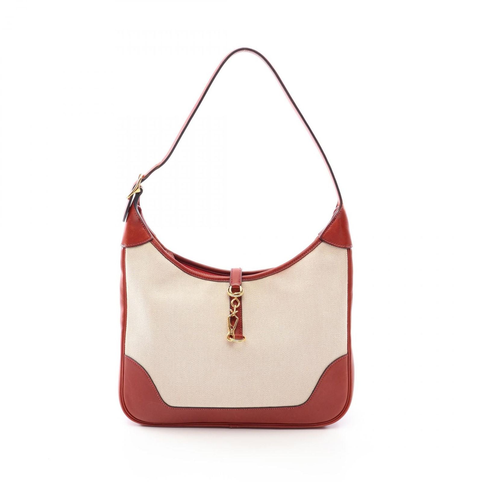 Hermes Shoulder Bag Trim 31 Ecru Red Leather