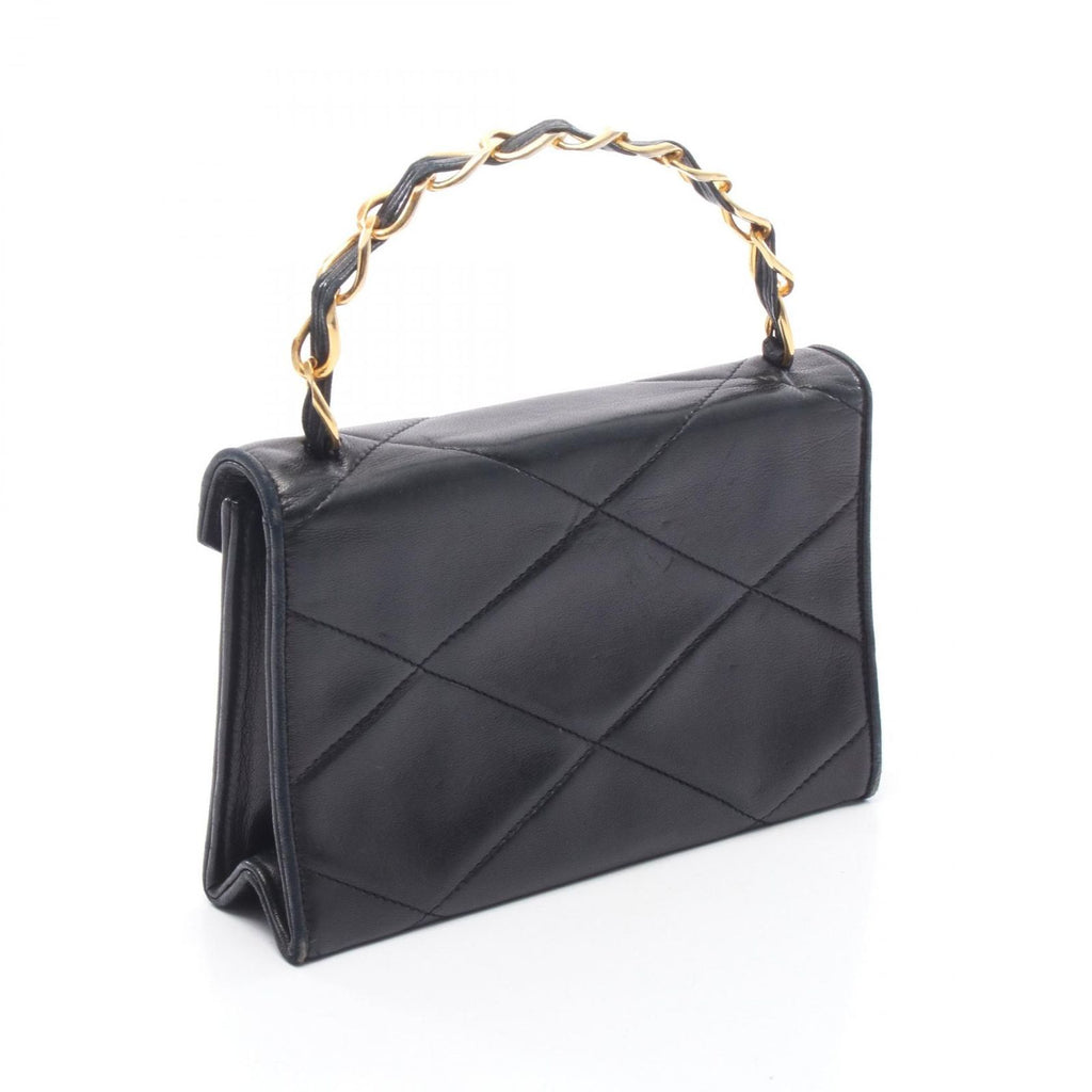 Chanel Handbag CC Logo Diamond Stitch Black Lambskin CC — view 2