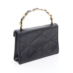 Chanel Handbag CC Logo Diamond Stitch Black Lambskin CC — view 2