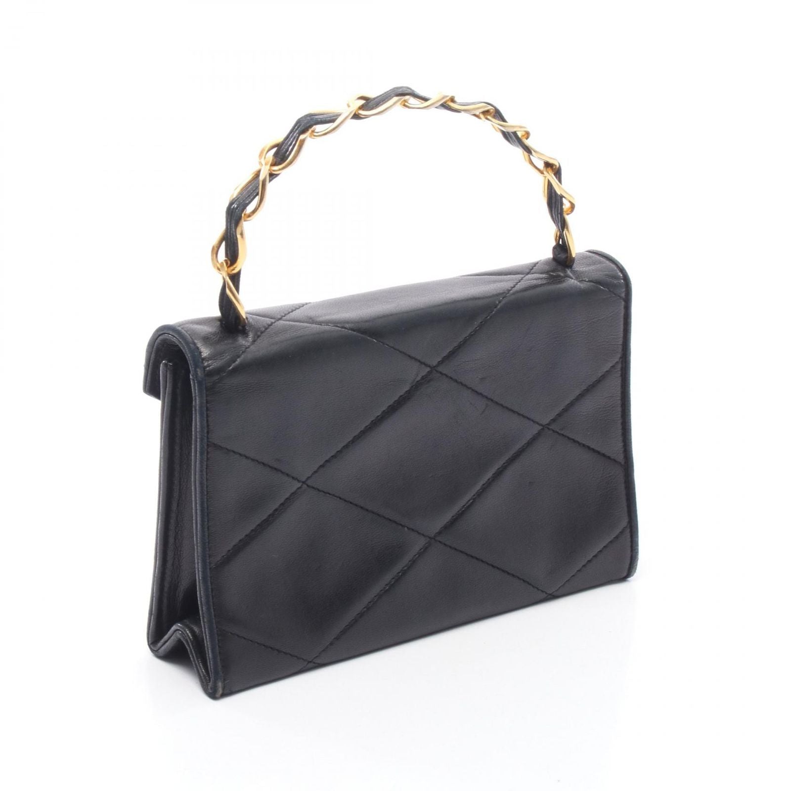 Chanel Handbag CC Logo Diamond Stitch Black Lambskin CC — view 2