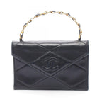 Chanel Handbag CC Logo Diamond Stitch Black Lambskin CC