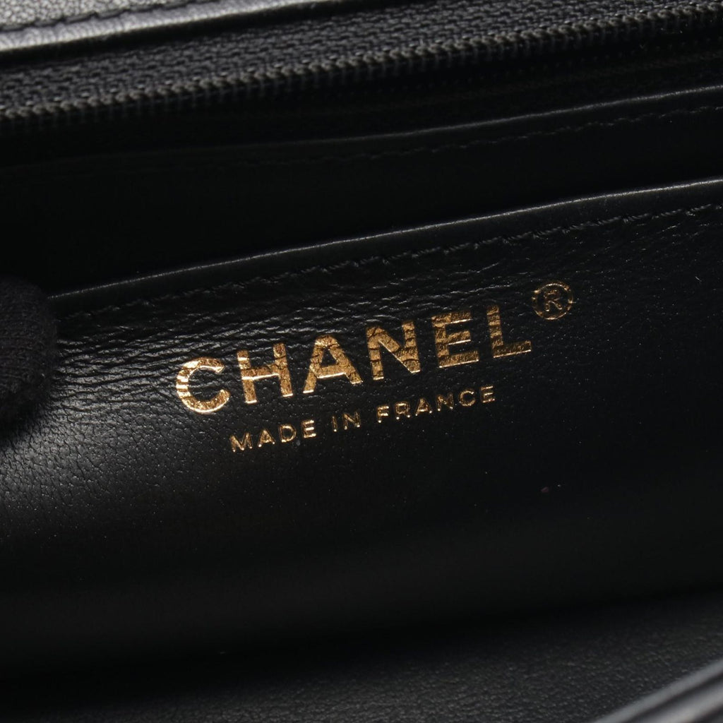 Chanel Shoulder Bag Quilted Top Handle 2-Way Black Lambskin Mini Chain — view 4