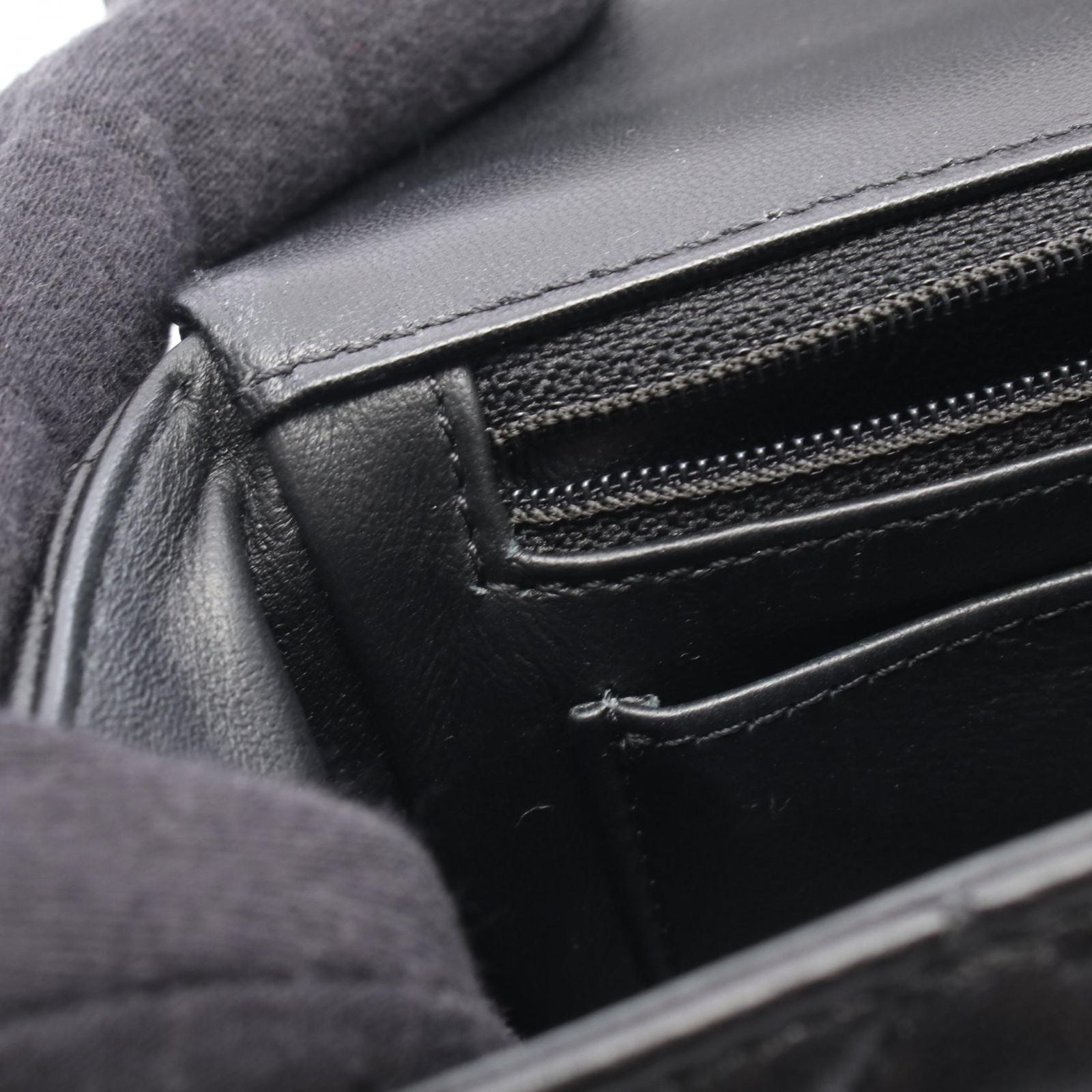 Chanel Shoulder Bag Quilted Top Handle 2-Way Black Lambskin Mini Chain — view 7