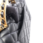 Chanel Shoulder Bag Quilted Top Handle 2-Way Black Lambskin Mini Chain — view 6