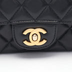 Chanel Shoulder Bag Quilted Top Handle 2-Way Black Lambskin Mini Chain — view 9