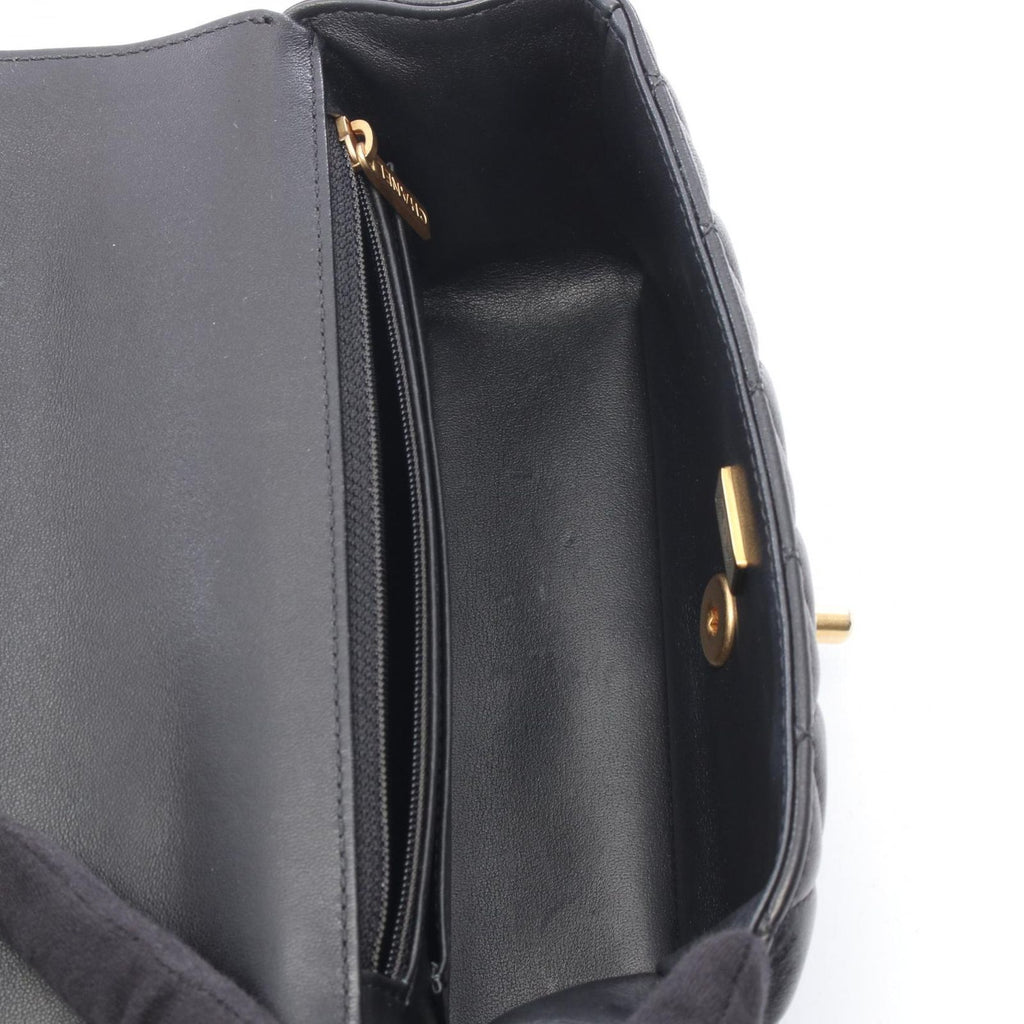 Chanel Shoulder Bag Quilted Top Handle 2-Way Black Lambskin Mini Chain — view 3