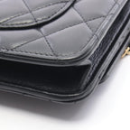 Chanel Shoulder Bag Quilted Black Lambskin Chain Wallet — view 9