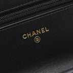 Chanel Shoulder Bag Quilted Black Lambskin Chain Wallet — view 4