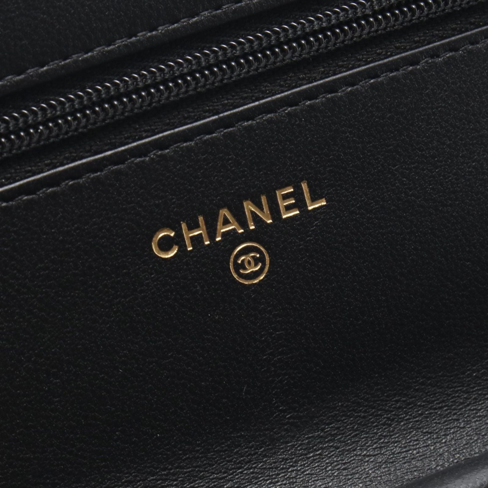 Chanel Shoulder Bag Quilted Black Lambskin Chain Wallet — view 4