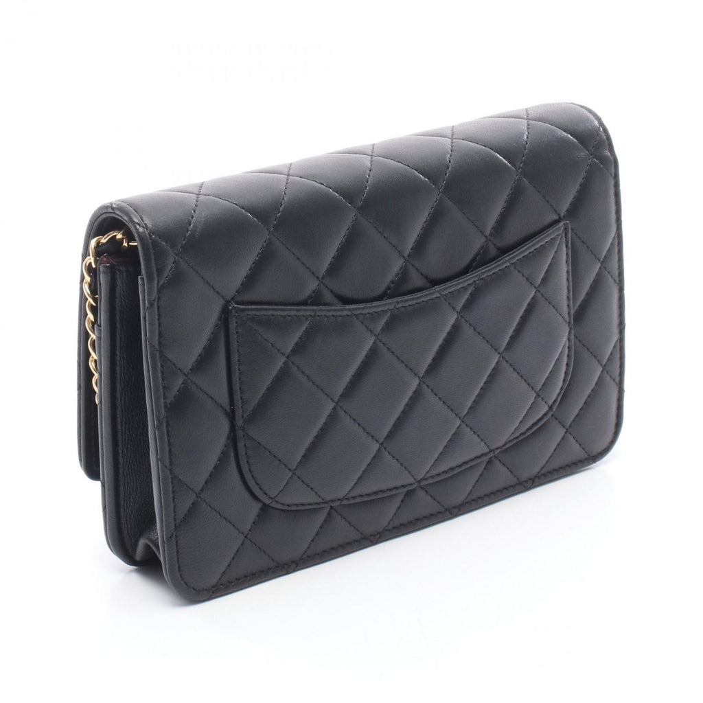 Chanel Shoulder Bag Quilted Black Lambskin Chain Wallet — view 2