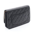 Chanel Shoulder Bag Quilted Black Lambskin Chain Wallet — view 2