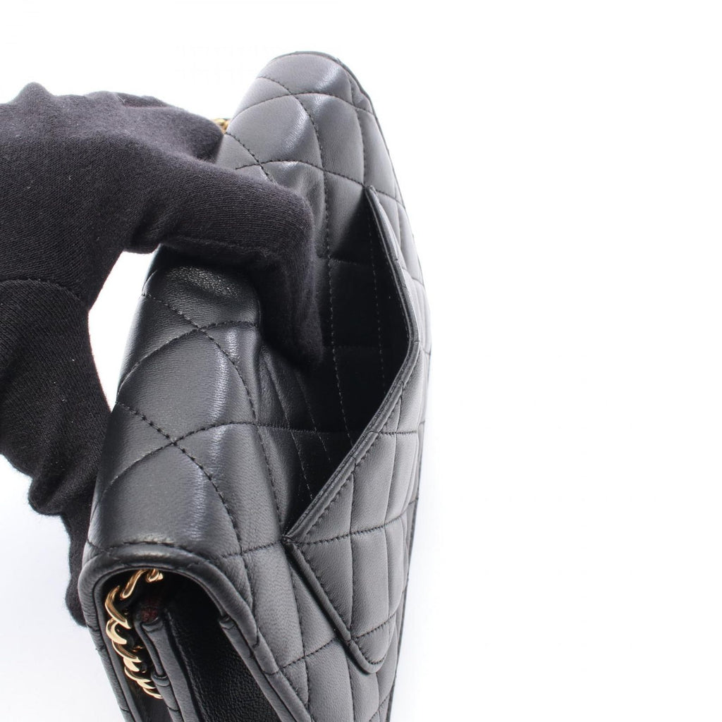 Chanel Shoulder Bag Quilted Black Lambskin Chain Wallet — view 6