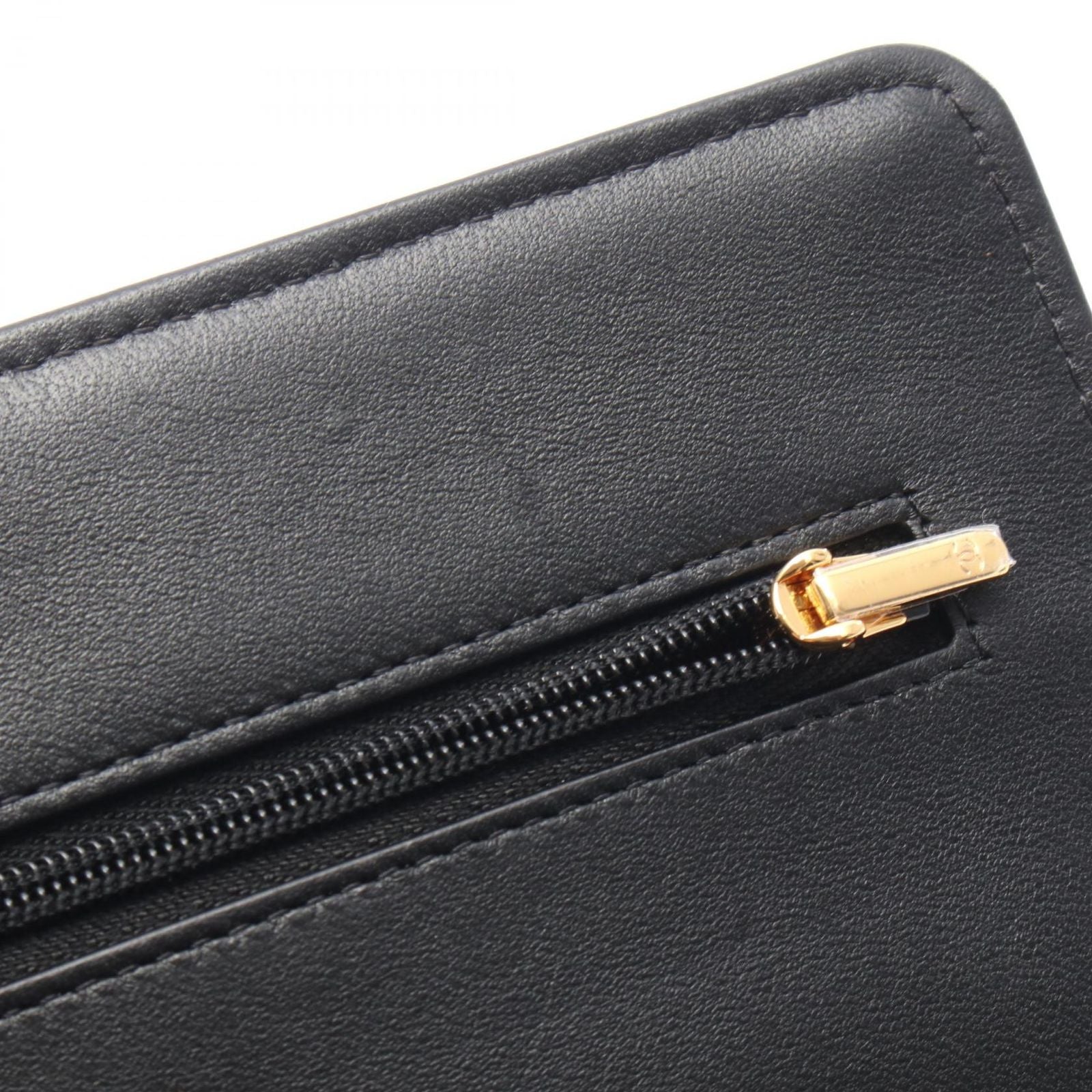Chanel Shoulder Bag Quilted Black Lambskin Chain Wallet — view 8