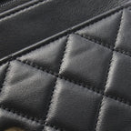 Chanel Shoulder Bag Quilted Black Lambskin Chain Wallet — view 7