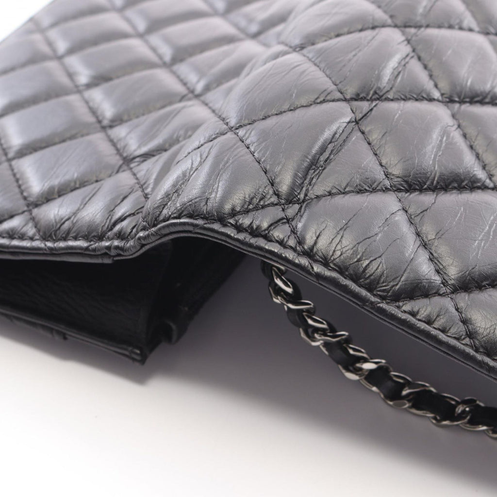 Chanel Shoulder Bag Quilted Black Leather Chain Wallet — view 8