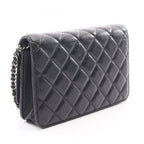 Chanel Shoulder Bag Quilted Black Leather Chain Wallet — view 2