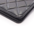 Chanel Shoulder Bag Quilted Black Leather Chain Wallet — view 7