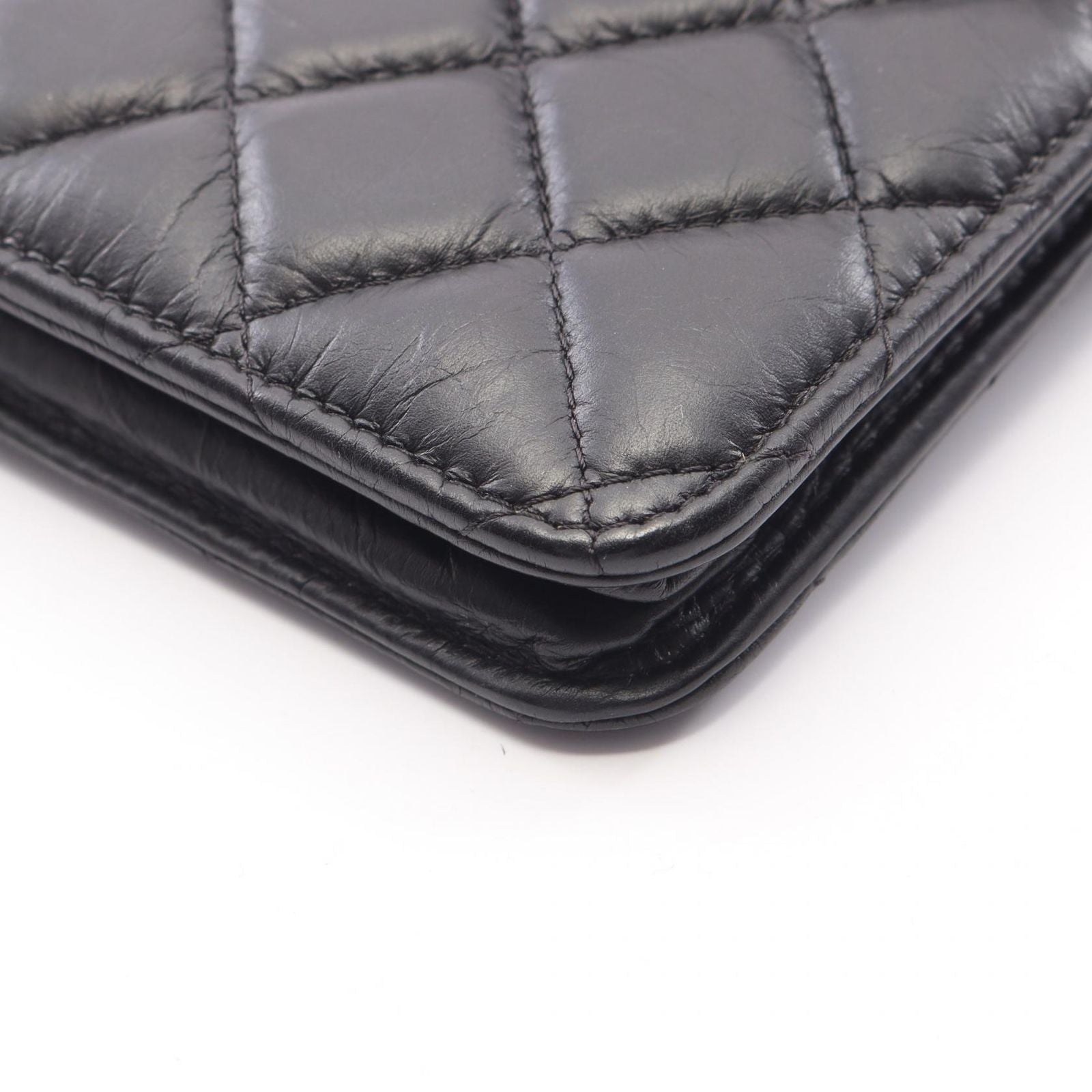 Chanel Shoulder Bag Quilted Black Leather Chain Wallet — view 7