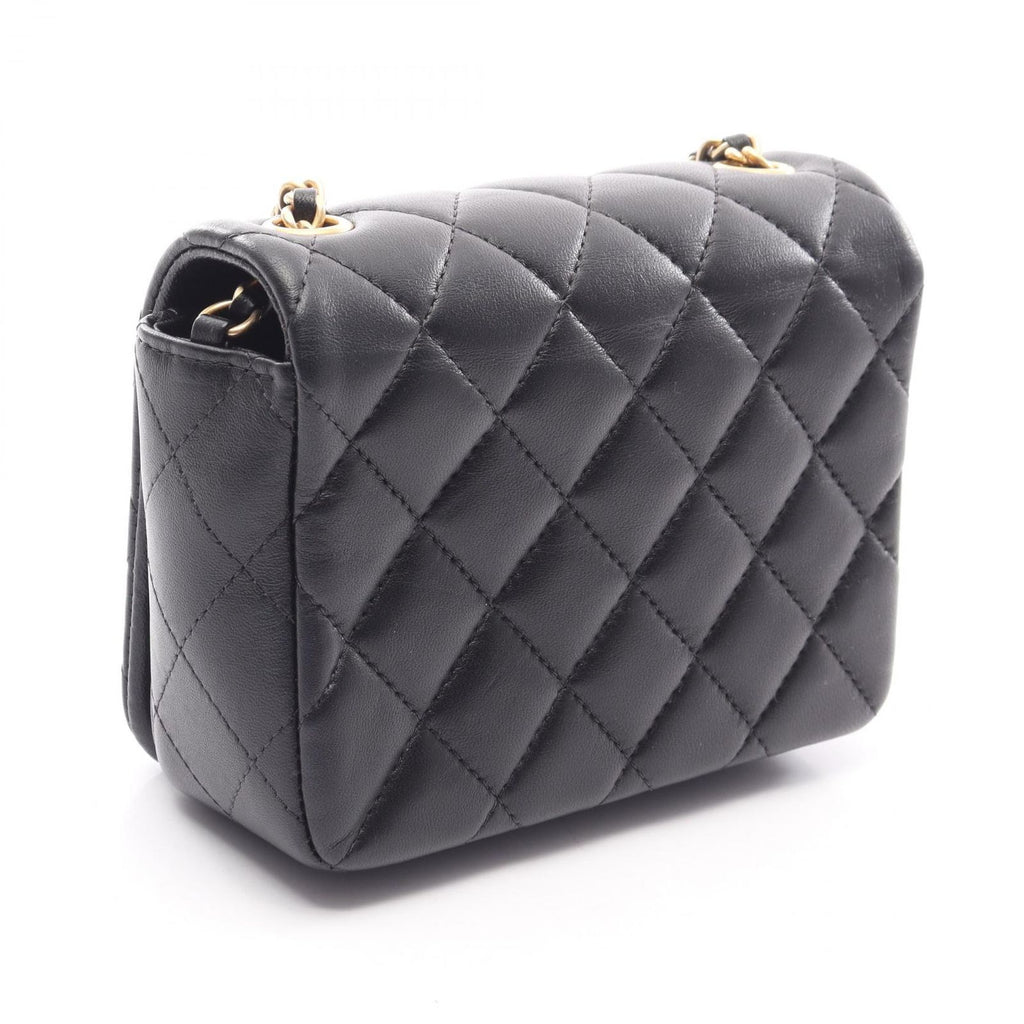 Chanel Shoulder Bag Quilted Black Lambskin Mini Crystal Coco Chain — view 2