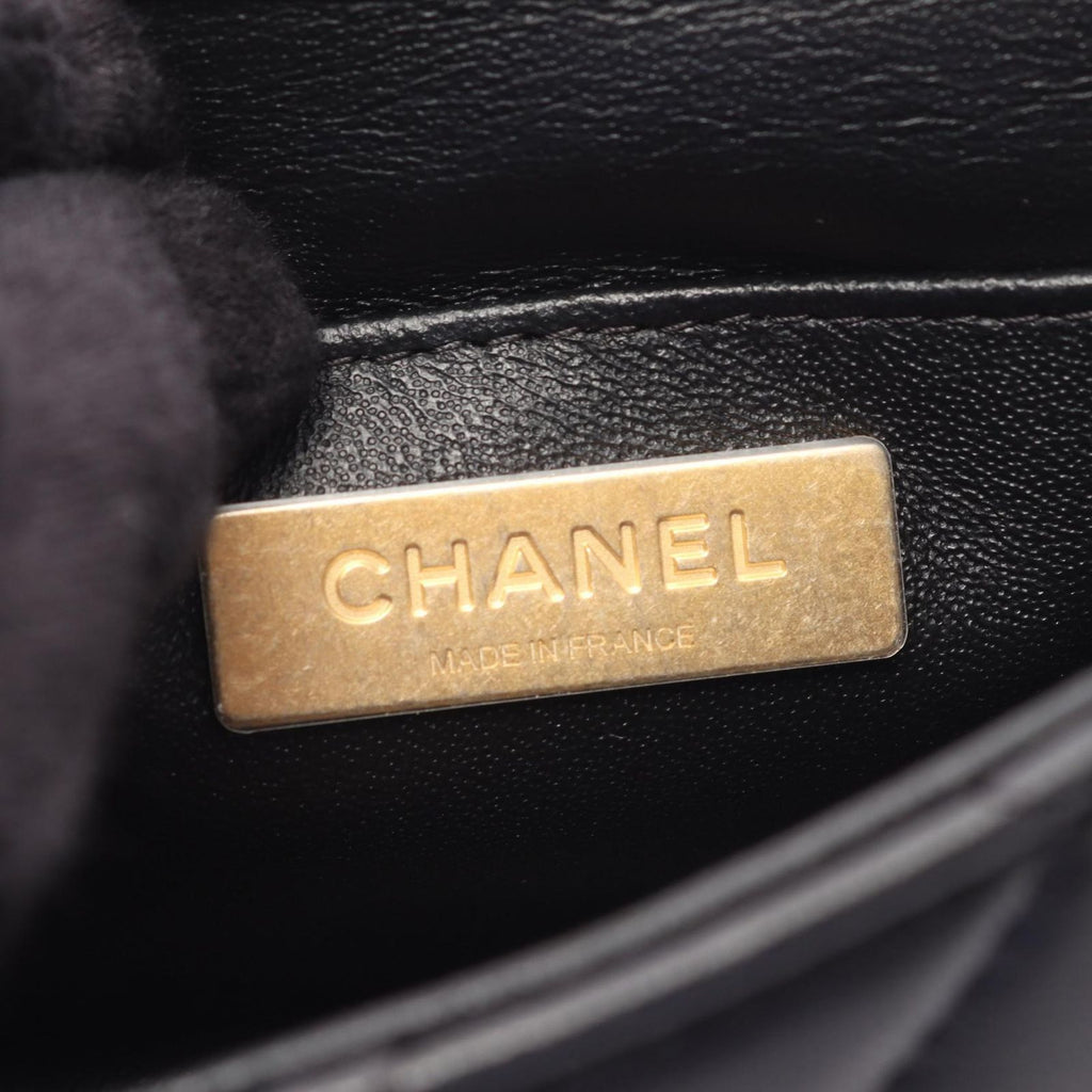 Chanel Shoulder Bag Quilted Black Lambskin Mini Crystal Coco Chain — view 4