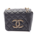 Chanel Shoulder Bag Quilted Black Lambskin Mini Crystal Coco Chain